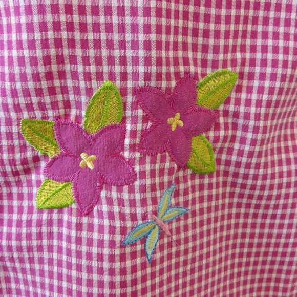 BonWorth fuchsia and white button front shirt with appliques - Picture 5 of 11